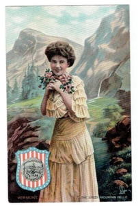 Raphael Tuck State Belles Series The Green Mountain Belle VT Postcard Vermont - Picture 1 of 2