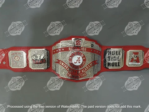 Alabama Crimson Tide NCAA Championship Belt Adult Size 4mm Zinc Cover