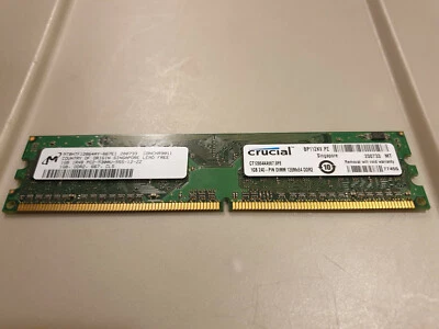 Crucial PC2 5300U 1GB DDR2 DIMM CL5 Desktop Ram CT12864AA667 - Image 1 of 3