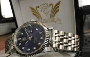 Cavadini Watch Leonardo Solid Stainless Steel Navy Blue Zirconia Schraubkrone - Picture 1 of 4