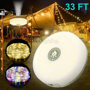 Stringa da campeggio portatile 4 in 1 luci USB ricaricabile 33 piedi LED luce tenda USA - Foto 1 di 7