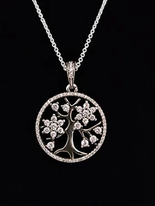 PANDORA ALE S925 STERLING TREE OF LIFE NECKLACE WITH CZ STONES - Picture 1 of 6
