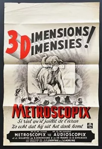 METROSCOPIX Audioscopix Screen Elephant RELIEF 3D Movie Theatre MGM AFF. 1950s - Foto 1 di 2
