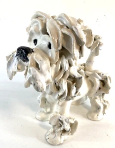 Estatuilla de Perro Schnauzer Vintage Cerámica Hecha en Francia Estilo Brutalista 7" x 7" - Imagen 1 de 9