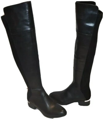 bar III Rene металлический каблук над колена ботинки из черной кожи моды 7 М $169 - Изображение 1 из 4