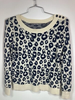 Gap Sweater, Women's Size Medium, Cream With Navy Animal Print Cozy - Image 1 of 4