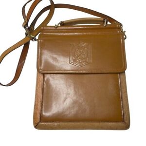 Vintage Belle Rose Black Leather Crossbody Bag Multi Pocket Organizer Handbag u