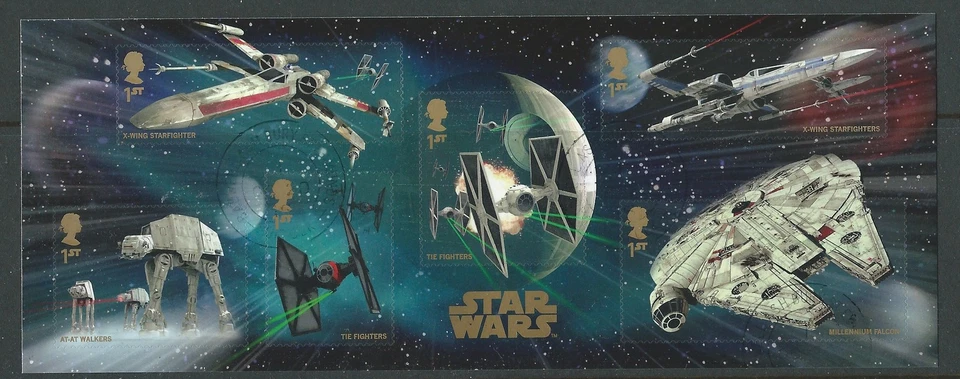 GREAT BRITAIN 2015 STAR WARS MINIATURE SHEET NO BARCODE FINE USED - Image 1 of 1