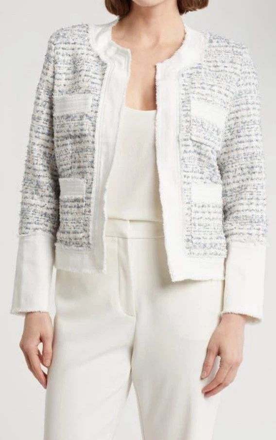 Chaqueta para mujer Nanette Lenore blanca tweed Boucle talla grande precio de venta sugerido por el fabricante 148 USD Foto 1 de 4
