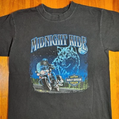 Camiseta Harley Davidson Of New Orleans Midnight Ride Wolf Motocicleta Para Hombre Pequeña Foto 1 de 4