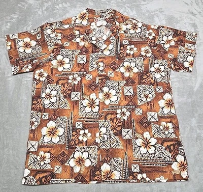 Camisa Original Para Hombre VGN Hilo Hattie The Hawaiian 2XL Marrón Floral Hibisco  Foto 1 de 4