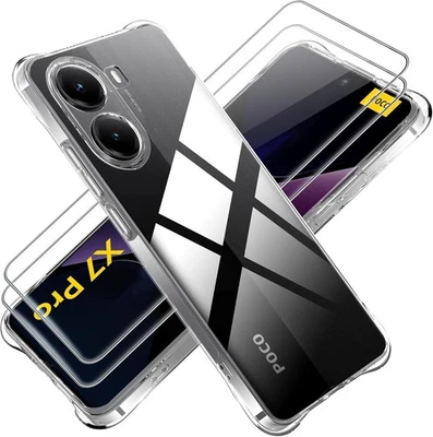 Xiaomi Poco X7 Pro 5G Handyhülle + 2x Schutzglas 9H Hartglas Bumper Case Full