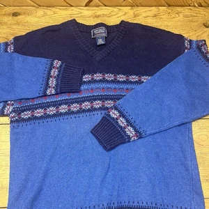 Vintage 80’s Specialty Collection Wool Blend Blue Nordic Isle Sweater Men’s L - Picture 1 of 8