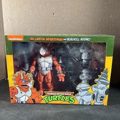 TRICERATON ROADKILL TMNT NECA PAQUETE DE DOS FIGURAS DE ACCIÓN DE DIBUJOS ANIMADOS NUEVAS TORTUGAS NINJA Foto 1 de 4