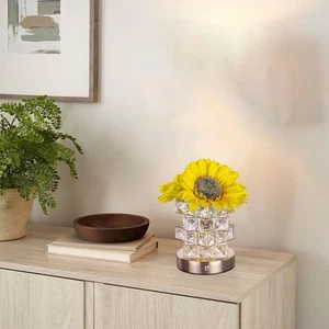 Sunflower Crystal Cube LED Table Bedside Lamp Light USB Rechargeable Touch Co... - Picture 1 of 4