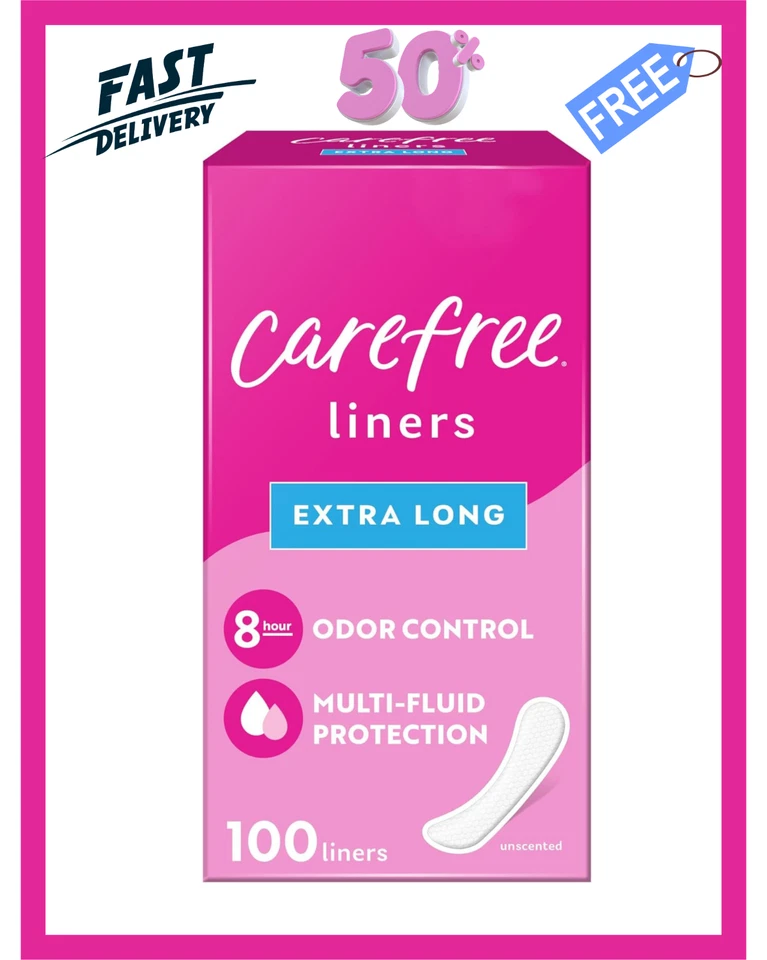 Carefree Panty Liners Extra Long Liners Unwrapped Unscented 100ct