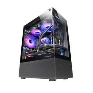 MC-SE Boîtier PC Micro-ATX Face Avant Latéraux Verre sans Cadre Design Inféri... - Afbeelding 1 van 6
