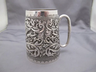 TAZA/TAZA VICTORIANA fina esterlina-perseguida-L&S Birmingham 1897-98 Foto 1 de 4