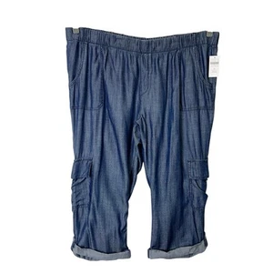 NEW Coldwater Creek Cargo Tencel Jeans Womens Size 2X Cropped Pull On - Picture 1 of 12