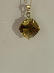 14k Solid Yellow Gold 13.24 Carats Natural Citrine Pendant - Picture 1 of 22