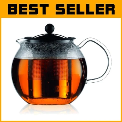 Tetera de vidrio de borosilicato - Filtro de acero inoxidable 34 oz Foto 1 de 4