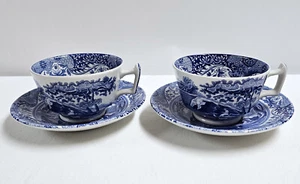 2 Mint Spode Blue Italienisches Porzellan Teetasse & Untertasse Sets Tassen Untertassen - Bild 1 von 4