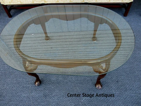 62947   HARDEN ?? Solid Mahogany Coffee Table with Thick Beveled Glass Top Cover