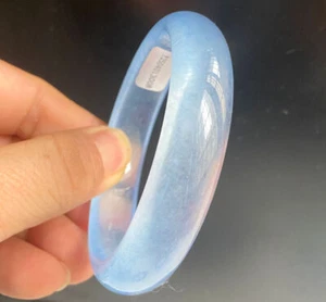 Certified Blue 59.5MM Natural A Jade Icy blue jadeite Bangle Bracelet 3008 - Picture 1 of 5