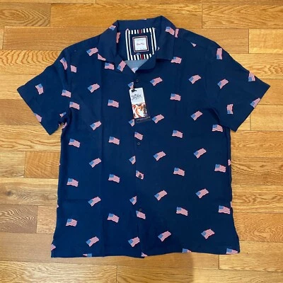 Camisa Denim & Flower Ricky Singh Born Free Abotonada Para Hombre Bandera de Estados Unidos América L Foto 1 de 4