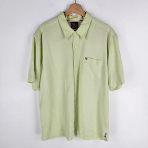 Quiksilver Shirt Mens Size L Green Short Sleeve Button Front Check Collared - Picture 1 of 9