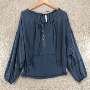 Top Free People Mujer Pequeño Pequeño Azul Movimiento Bolsillos Holgado Modal Salón - Imagen 1 de 10