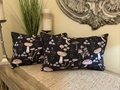 2*Mushroom Enchanted Forest Nature Throw Pillow Lumbar Home Outdoor Decor 11x18” - Image 1 of 4
