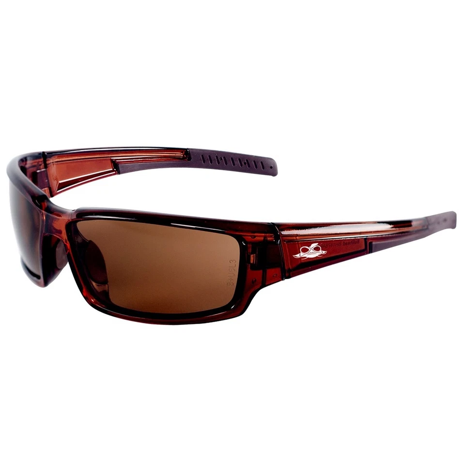 Bullhead Safety Maki Safety Glasses with Anti-Fog Brown Lens Polycarbonate P...