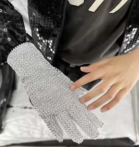 Guantes Michael para niños niños niñas Halloween plata brillante 6-12 años - Imagen 1 de 4