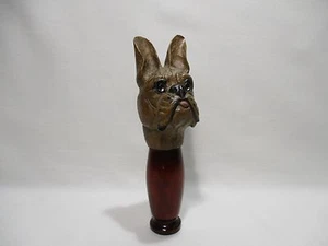 ANCIEN POMMEAU CANNE OMBRELLE TETE DE CHIEN EN BOIS SCULPTE SCULPT WOOD DOG HEAD - Picture 1 of 8