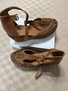 Antilope Wildleder Leder Mary Jane 3,75"" Keilabsatz Damen EU 41 (10) Riemen Tabak - Bild 1 von 7