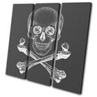 Skull Crossbones Pirate Bones Abstract Treble Canvas Wall Art Picture Print