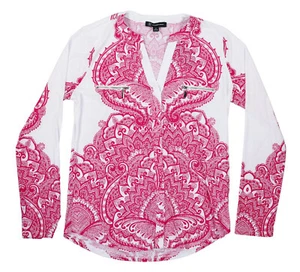 INC International Concepts Floral Paisley Zipper Accented Long Sleeve Top NWT - Picture 1 of 2