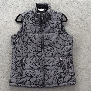 Indigo Vest Women's Large Gray Black Classic Nylon Puffer Full Zip Pockets - Picture 1 of 11
