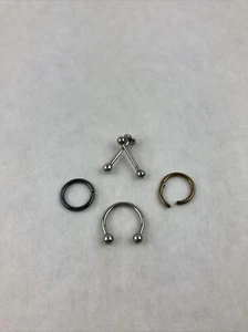Lot of 5 16G Titanium Steel Niobium Earrings Rings and Straight Threaded - Picture 1 of 7