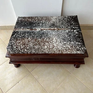 Tricolor Cowhide Ottoman Table - Picture 1 of 12