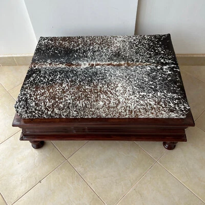 Tricolor Cowhide Ottoman Table - Image 1 of 4