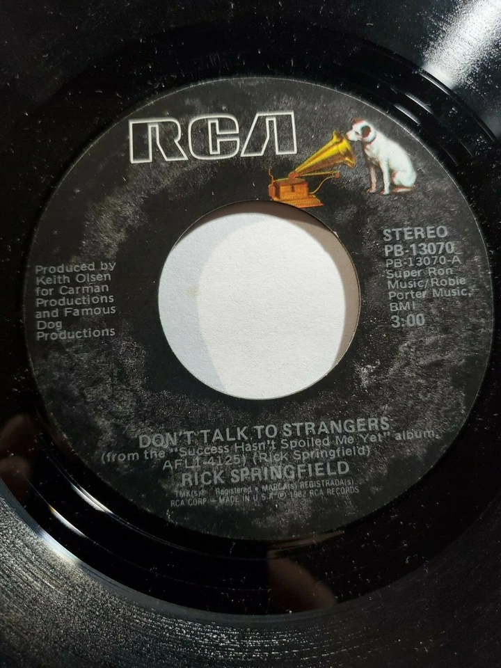 RICK SPRINGFIELD DON'T TALK TO STRANGERS / TONIGHT - 45 RPM VG F39 - Image 1 of 1