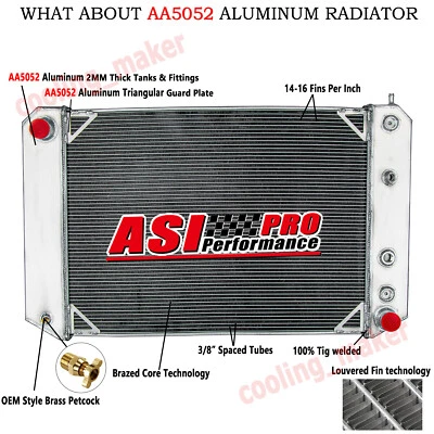 4 Row Aluminum Radiator FIT 1991-2002 Chevy GMC C6500 C7500 Kodiak Topkick V8 Foto 1 de 4