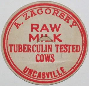 Vintage milk bottle cap A ZAGORSKY Raw Milk Uncasville Connecticut new old stock - Picture 1 of 2