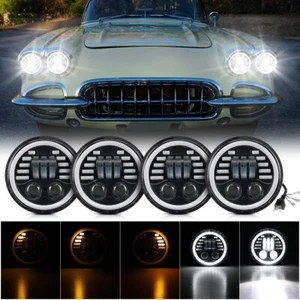 4Pcs 5.75" Round LED Headlights DRL For Chevy Corvette Chevelle Impala El Camino - Picture 1 of 11