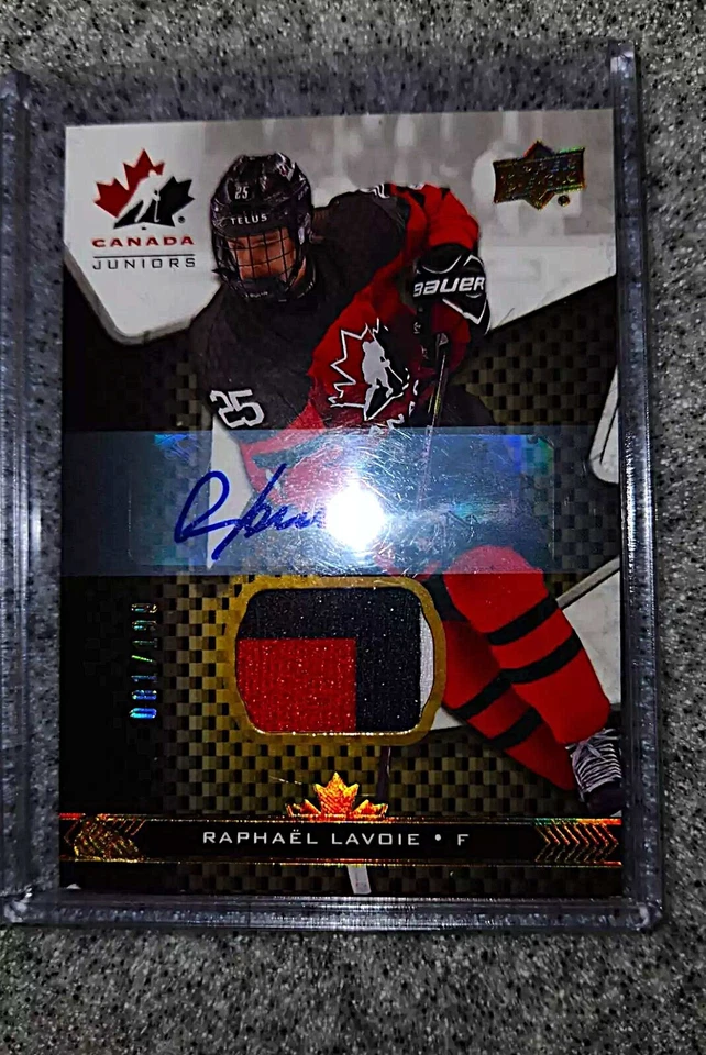 2018 Upper Deck Canada Juniors Premium Swatch 081/199 Raphael Lavoie #35 Auto - Image 1 of 1