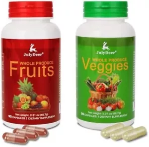 Fruit and Veggies Supplement Ingredients Natural – 2 Bottles 180 Total Vegetar - Picture 1 of 7