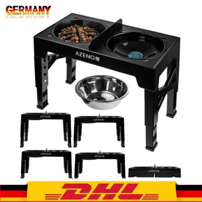 Edelstahl Doppelnapf Höhenverstellbar Futterstation für Hunde Katzen Fressnapf - Bild 1 von 4