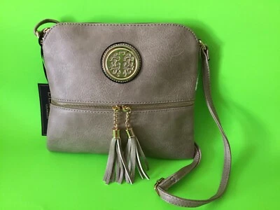 DELUXITY Los Angeles Women’s Handbag Beige w/Gold - Image 1 of 4